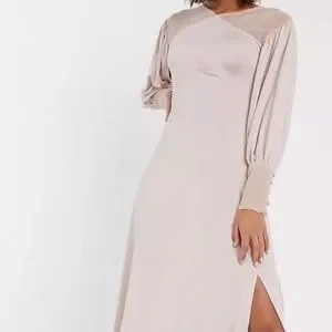 knee length puff sleeve dress Light Blue Floral Puff Sleeve Maxi Dress - All Dresses